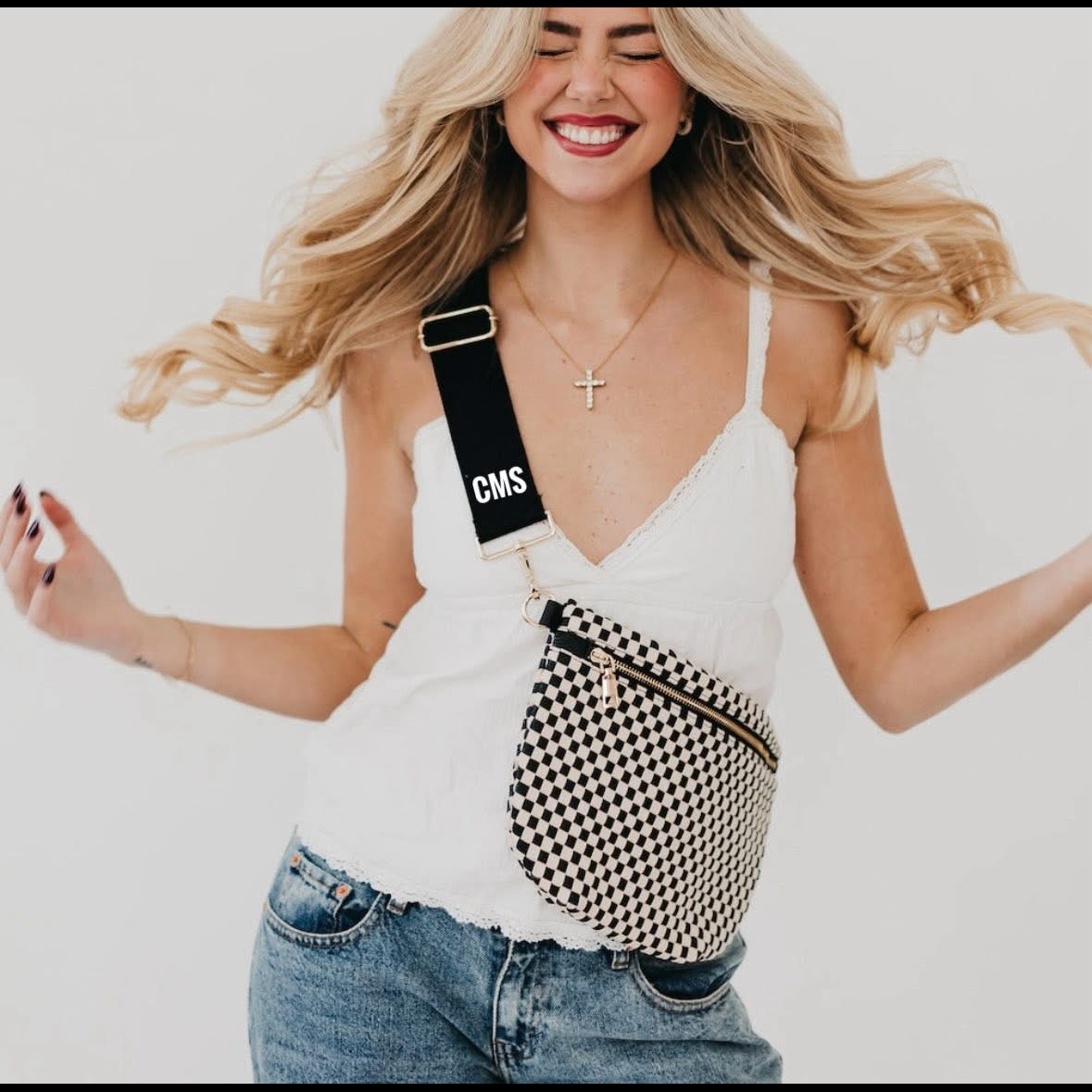 Personalized Vegan Leather Crossbody Bag – Edgy Bum Bag with Custom Strap