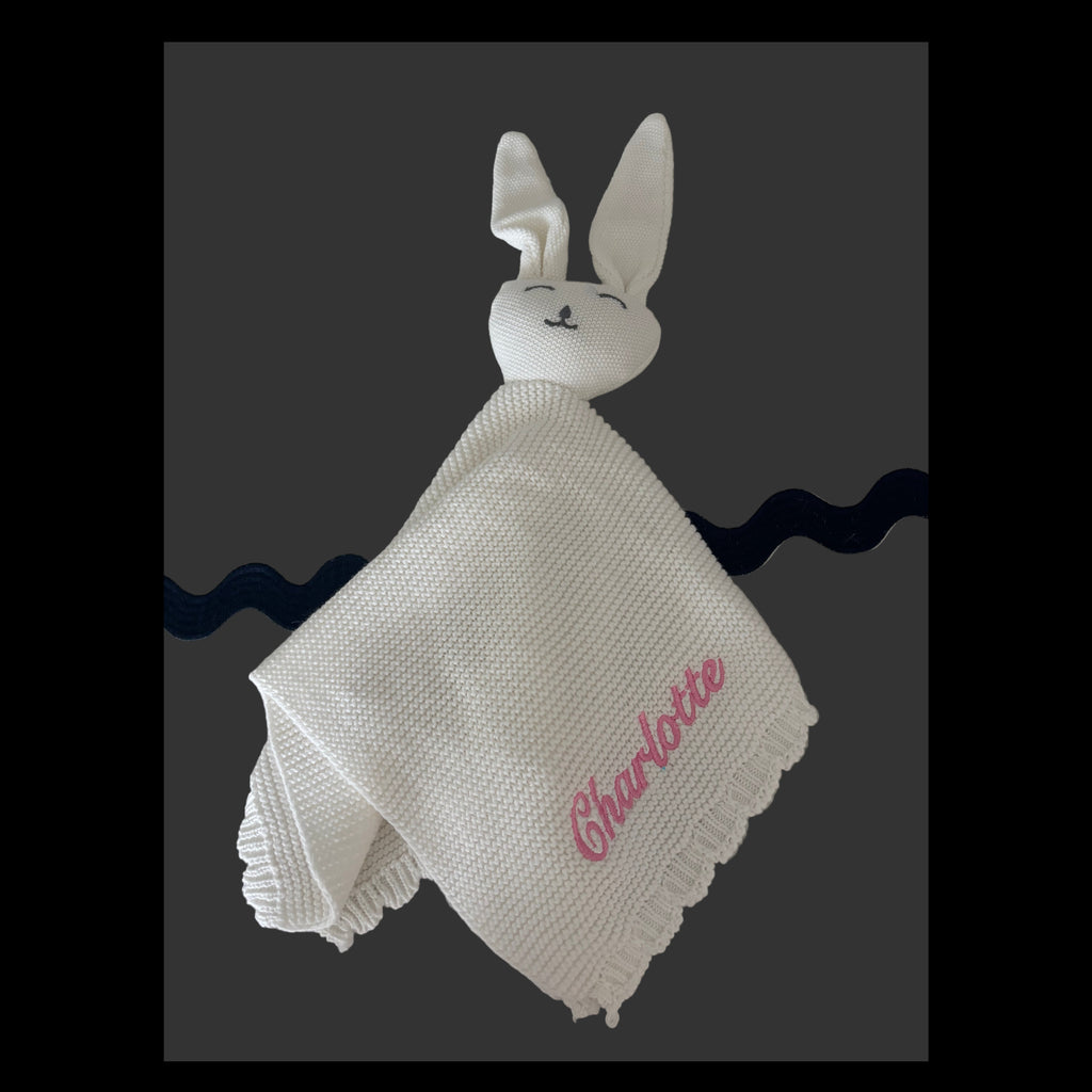 Cozy Personalized Gift Set – Personalized Bunny Lovey & Matching Blanket for babies