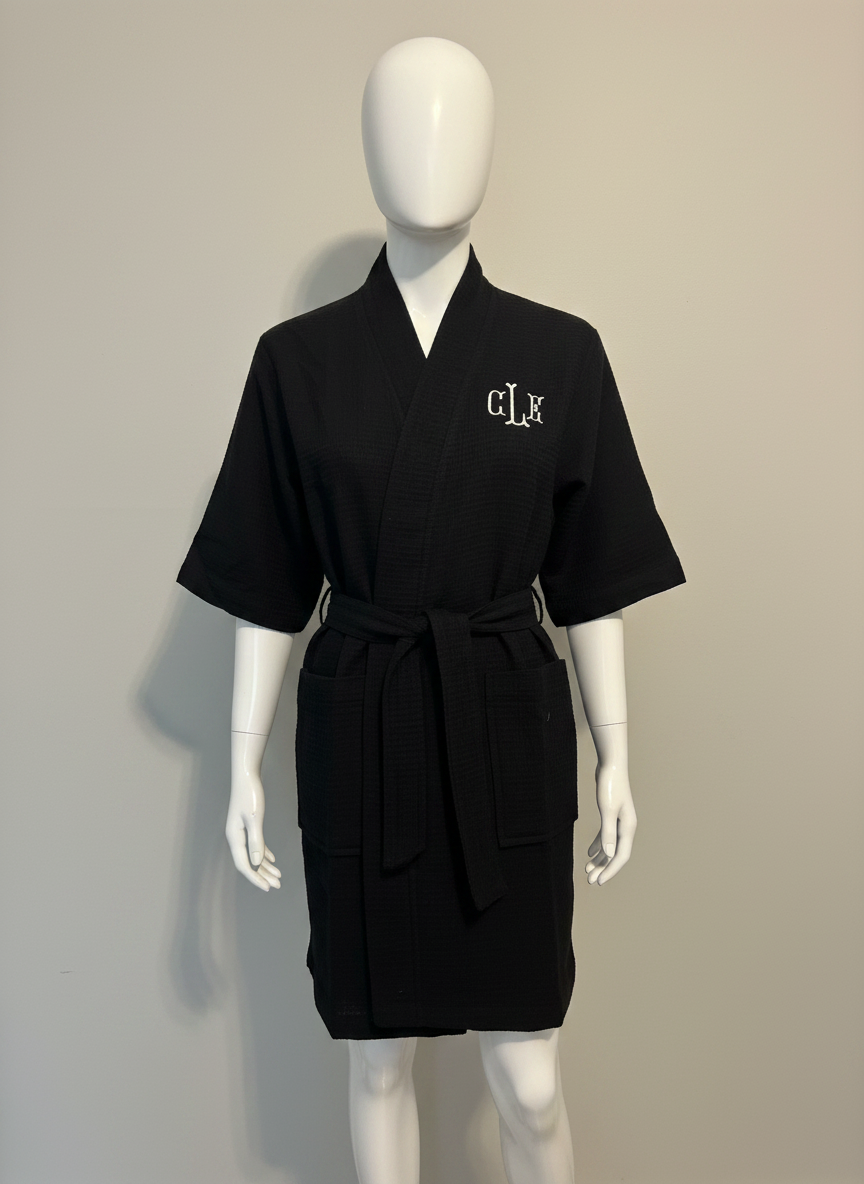 Waffle Kimono Robe – Soft Cotton Blend Spa & Lounge Robe