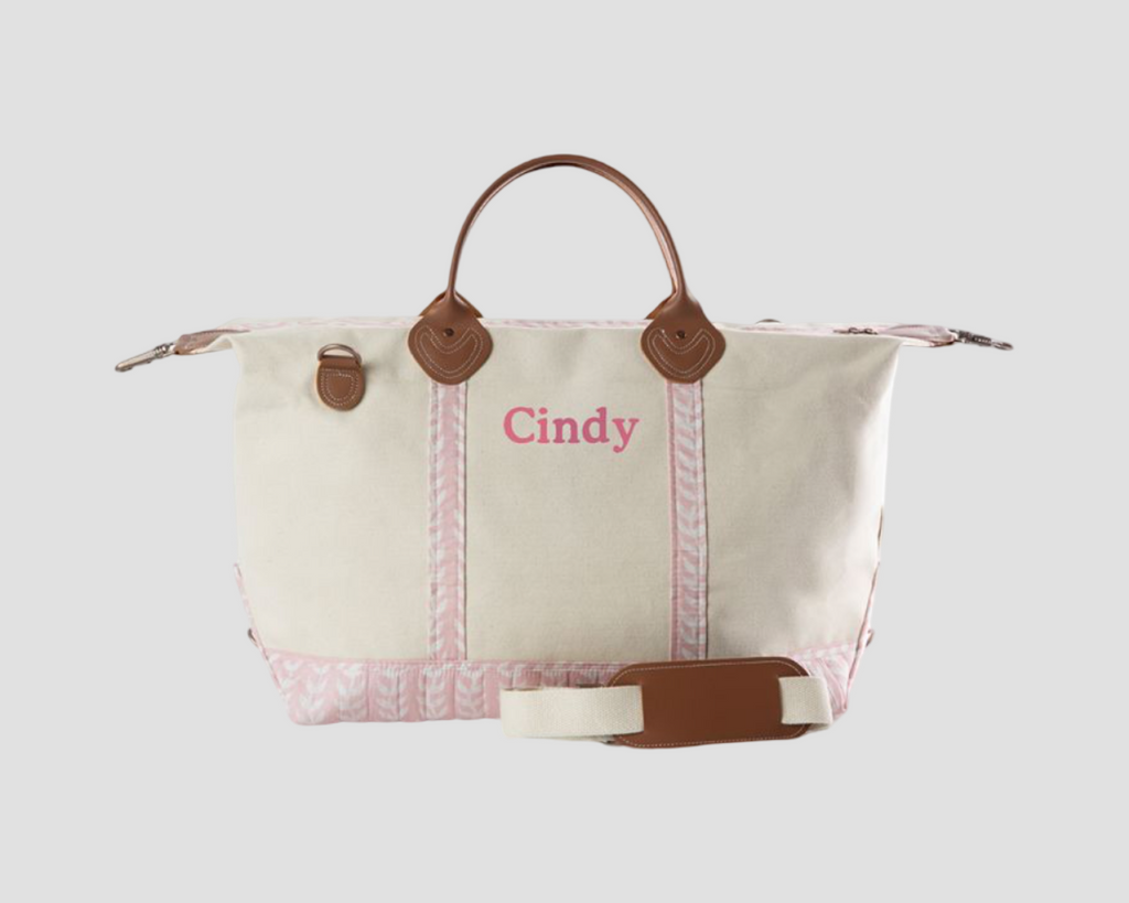 Block print weekender bag