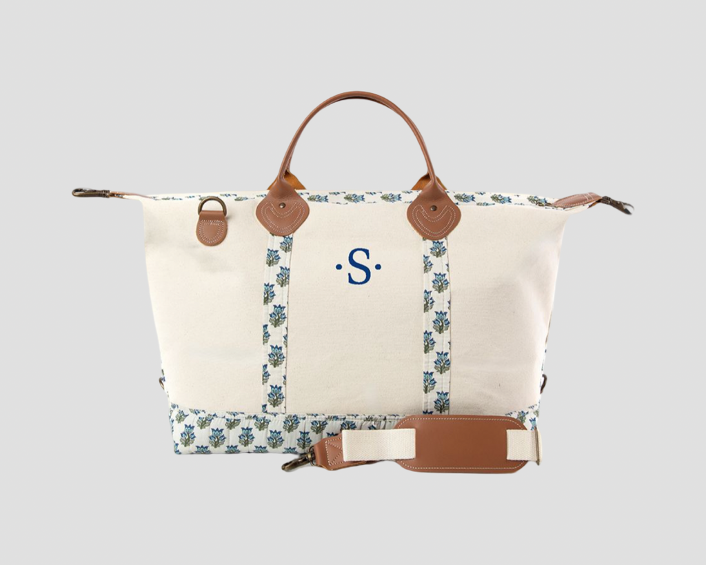Block print weekender bag