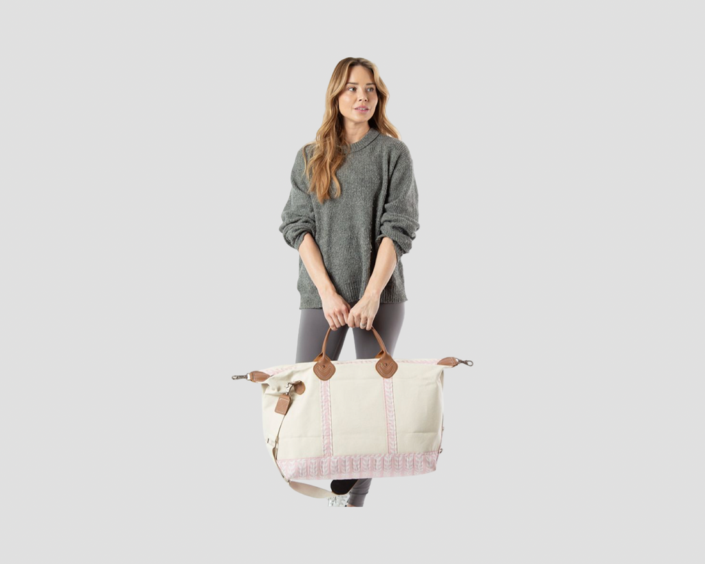 Block print weekender bag