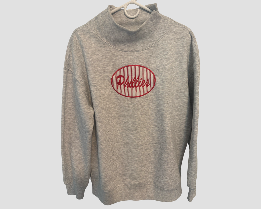 mock neck applique sweatshirt customized