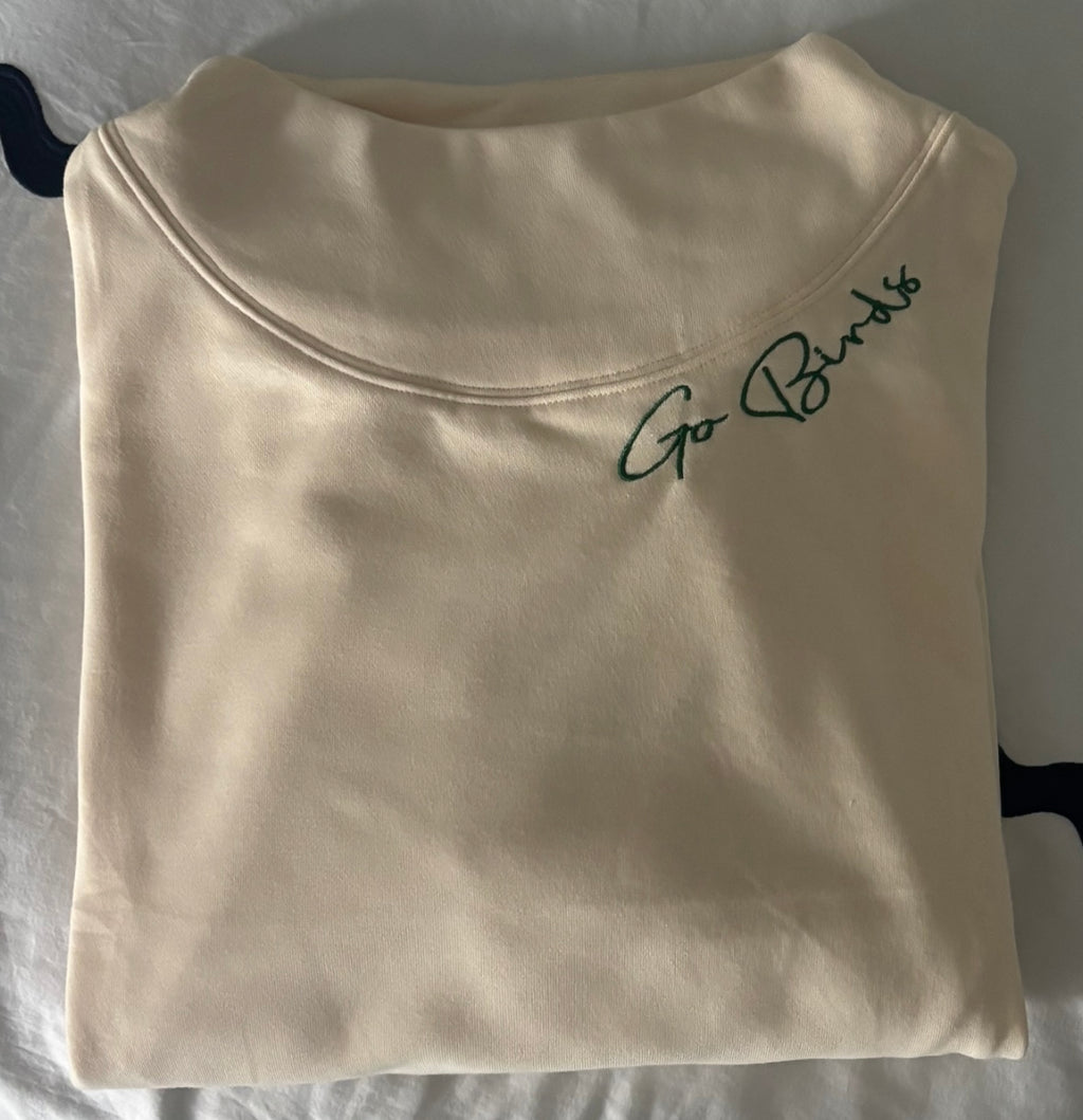 Embroidered Personalized Mock Neck Sweatshirt – Custom School, Team Name...