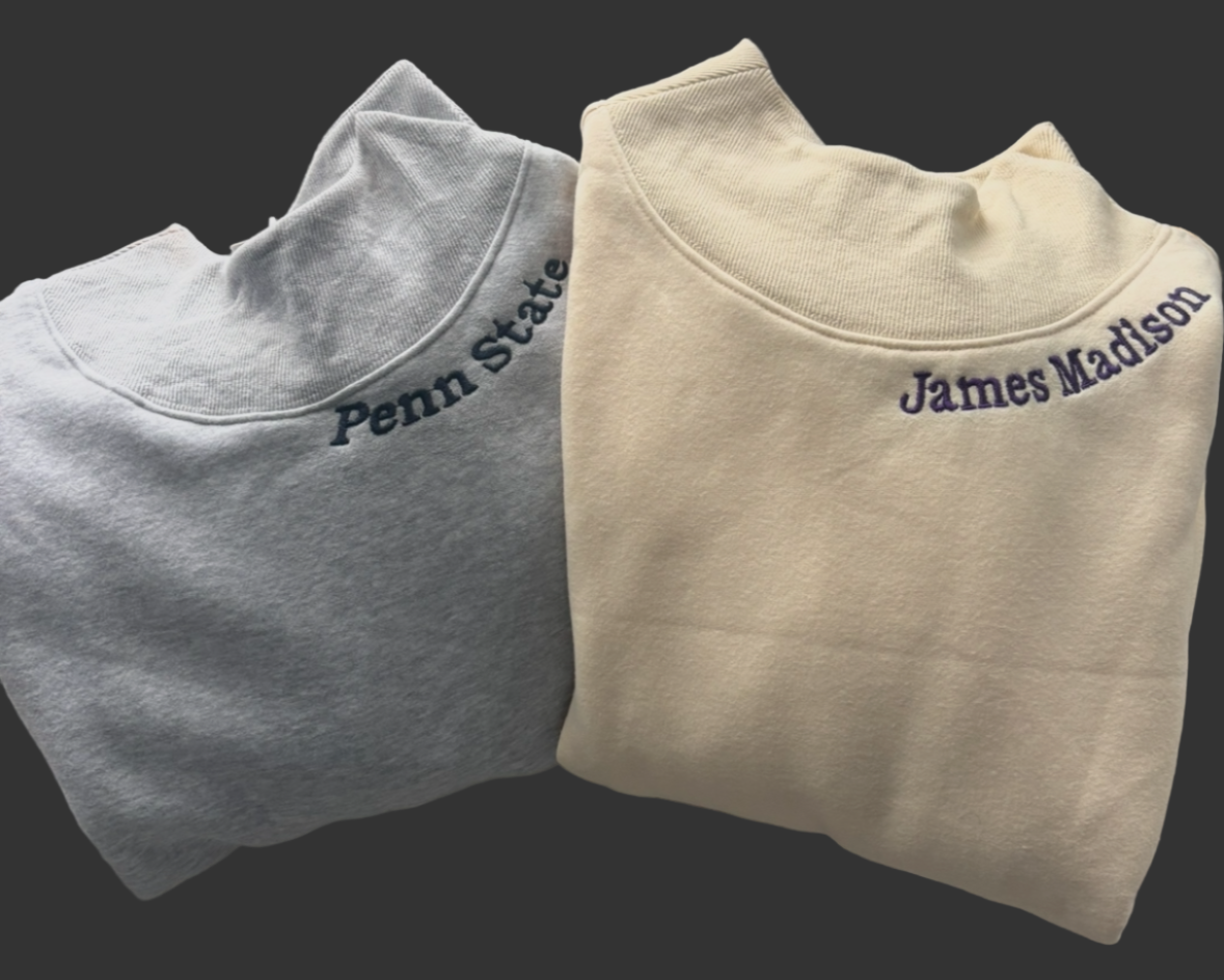 Embroidered Personalized Mock Neck Sweatshirt – Custom School, Team Name...