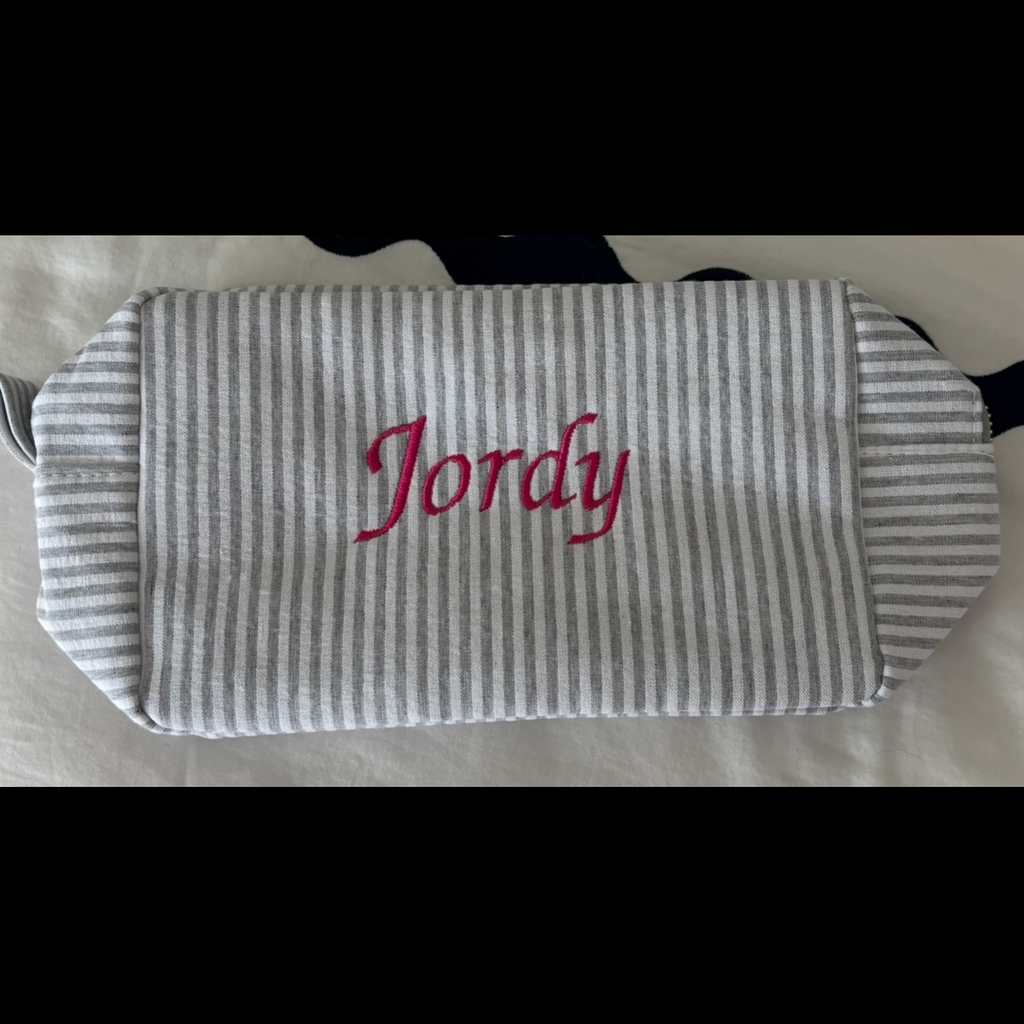 Seersucker Toiletry Bag – Monogram Travel Pouch for Kids & Adults - 7 colors