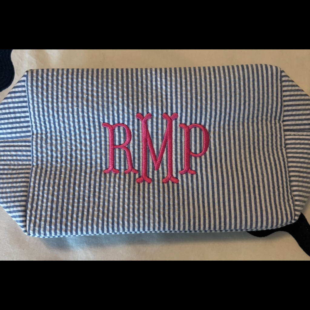 Seersucker Toiletry Bag – Monogram Travel Pouch for Kids & Adults - 7 colors