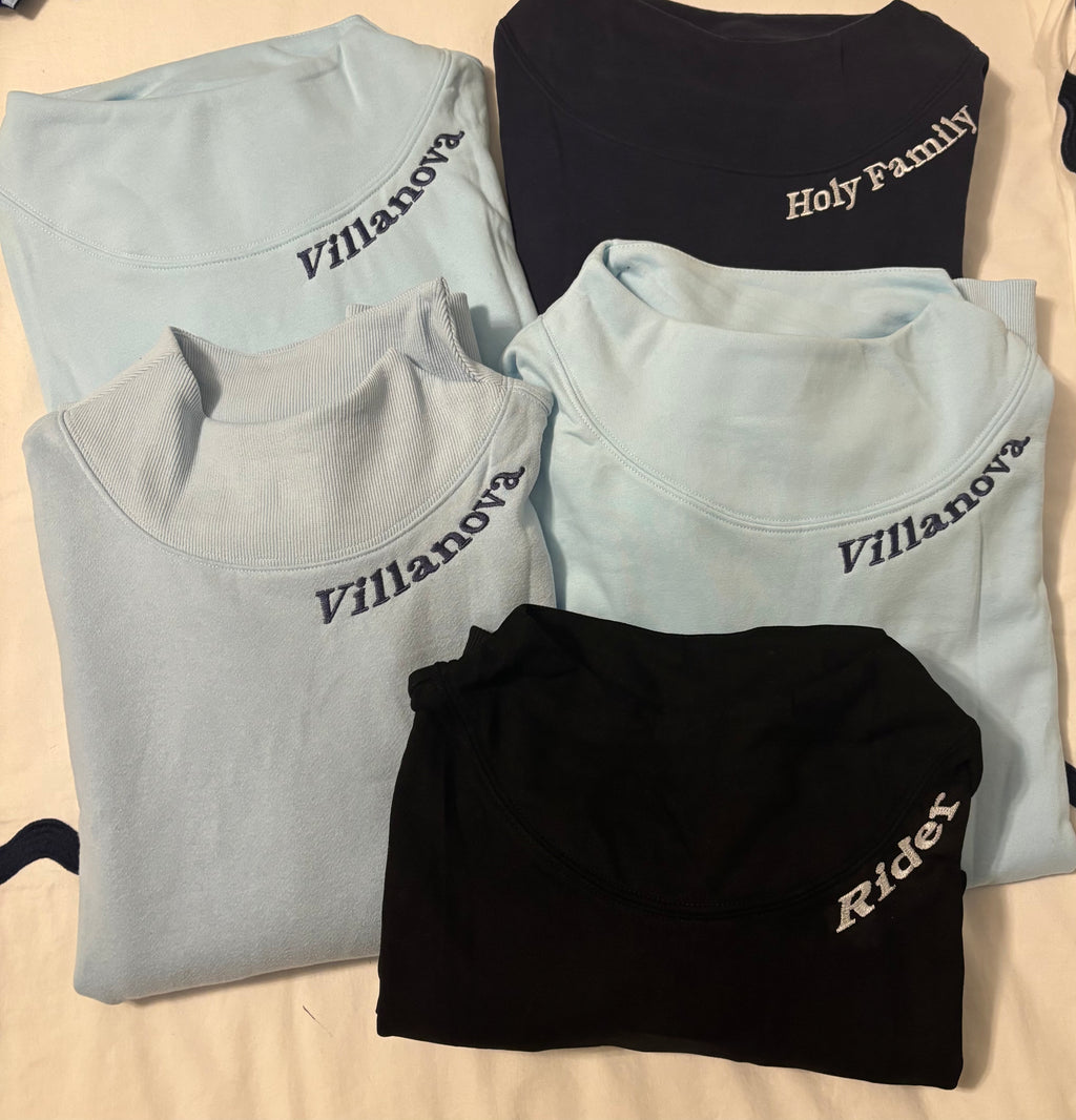 Embroidered Personalized Mock Neck Sweatshirt – Custom School, Team Name...
