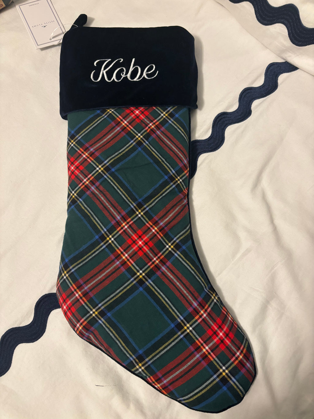 Monogrammed Holiday Stocking – Velour Cuff
