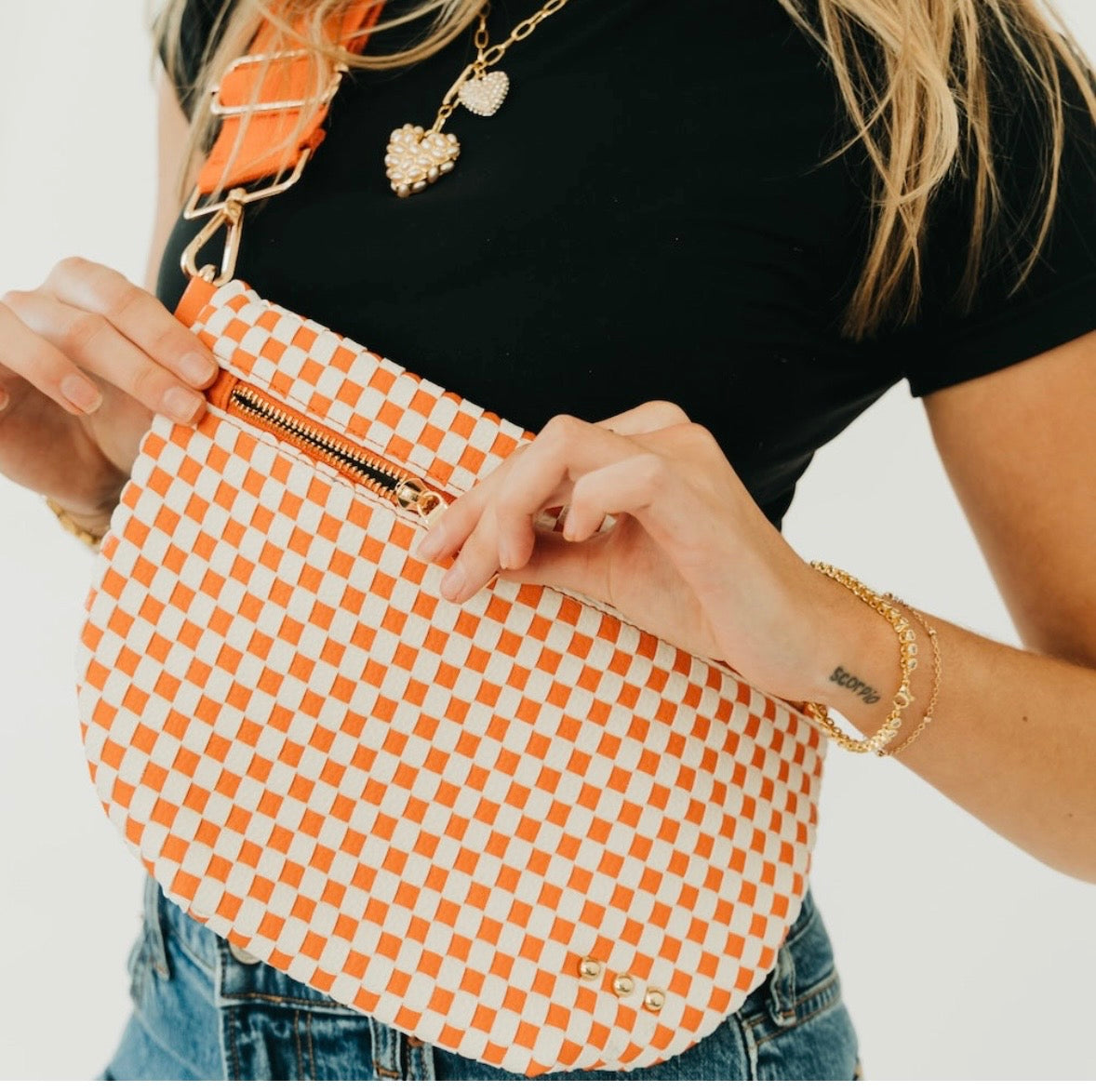 Personalized Vegan Leather Crossbody Bag – Edgy Bum Bag with Custom Strap
