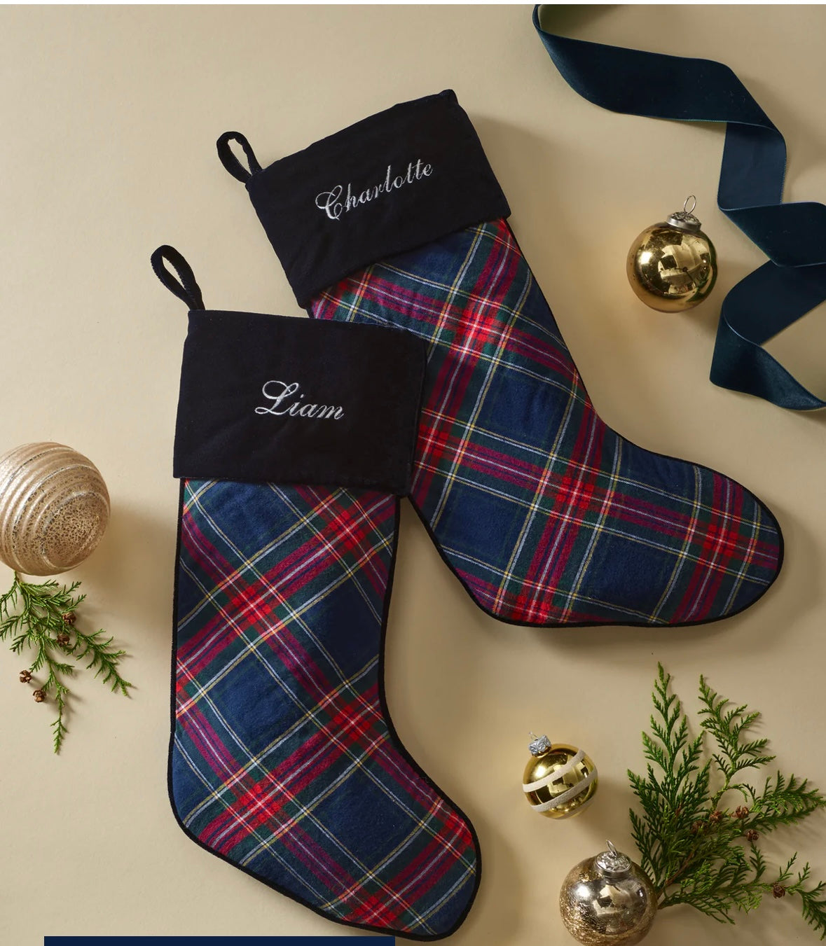 Monogrammed Holiday Stocking – Velour Cuff