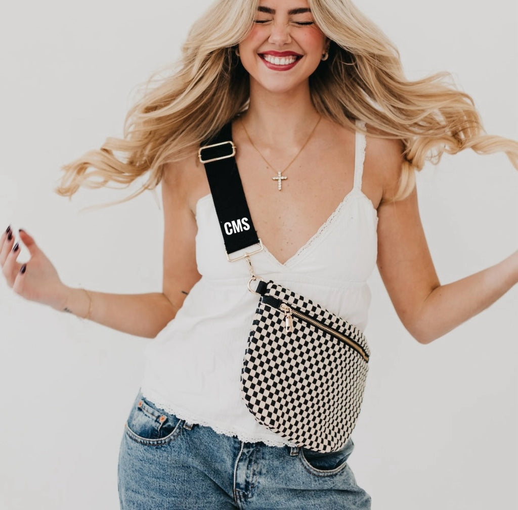 Personalized Vegan Leather Crossbody Bag – Edgy Bum Bag with Custom Strap